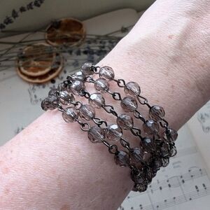 Vintage Smokey Grey Beaded Bracelet